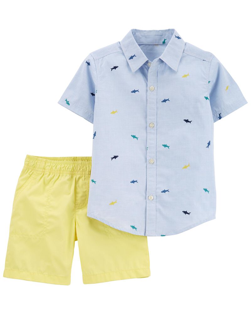 Carters Baby Boys Mix Stripe Button Down Shorts Set 6 Months Blue/Yellow/White Carters Baby Boys Mix Stripe Button Down Shorts Set 6 Months Blue/Yellow/White